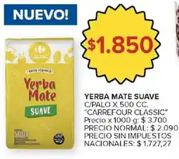 Carrefour Carrefour classic yerba mate suave c/palo oferta