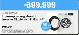 Changomas Philco lavarropas carga frontal inverter 11 kg blanco oferta