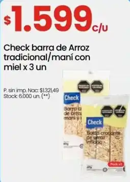 Punto Mayorista Check barra de arroz tradicional/maní con miel oferta