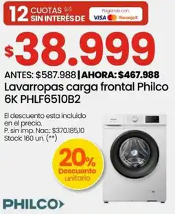 Punto Mayorista Philco lavarropas carga frontal oferta