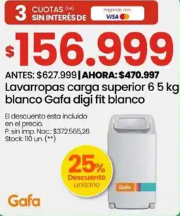 Punto Mayorista Gafa lavarropas carga superior blanco oferta