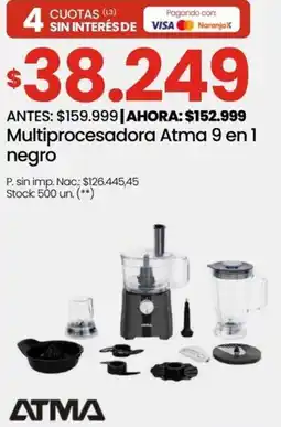 Punto Mayorista Atma multiprocesadora 9 en 1 negro oferta