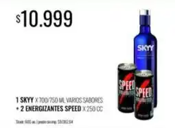 Supermercados Tadicor Skyy - skyy x 700/750 ml varios sabores + 2 energizantes speed x 250 cc oferta