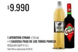 Supermercados Tadicor Paso de los toros - aperitivo cynar + gaseosa paso de los toros pomelo oferta
