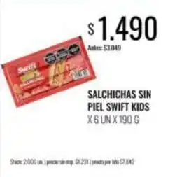 Supermercados Tadicor Swift - salchichas sin piel oferta