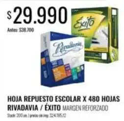 Supermercados Tadicor Exito - hoja repuesto escolar x 480 hojas margen reforzado oferta