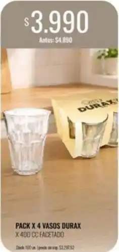 Supermercados Tadicor Durax - pack x 4 vasos oferta
