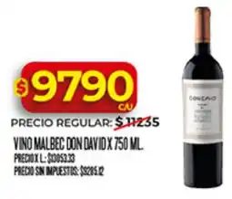 Supermercados DIA Don david vino malbec oferta
