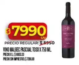 Supermercados DIA Pascual toso vino malbec oferta
