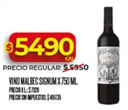 Supermercados DIA Signum vino malbec oferta