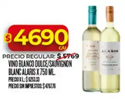Supermercados DIA Alaris vino blanco dulce/sauvignon oferta