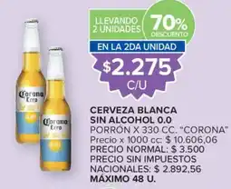 Carrefour Corona cerveza blanca sin alcohol 0.0 oferta