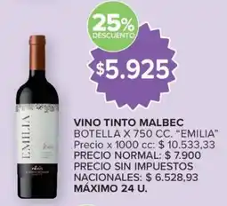 Carrefour Emilia vino tinto malbec oferta