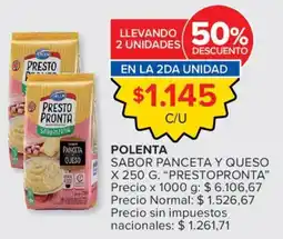 Carrefour Presto pronta polenta sabor panceta y queso oferta