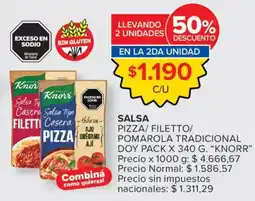 Carrefour Knorr salsa tipo casera pizza oferta