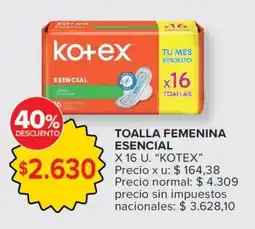 Carrefour Kotex toalla femenina esencial oferta