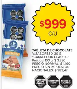 Carrefour Carrefour classic tableta de chocolate oferta