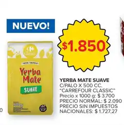 Carrefour Carrefour classic yerba mate suave oferta