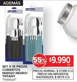 Carrefour Habitual cubiertos mango negro/ tiffany oferta