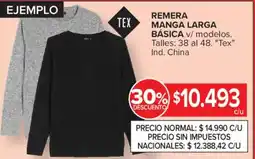 Carrefour Tex remera manga larga básica oferta