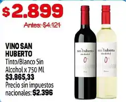 Makro San huberto vino tinto/blanco sin alcohol oferta