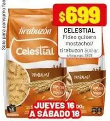 Almacor Celestial - fideo guisero mostachol/ tirabuzon 500 gr oferta