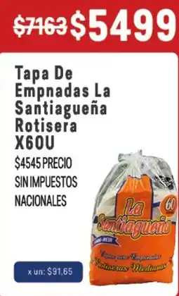 Makro La santiagueña tapa de empnaditas rotisera oferta