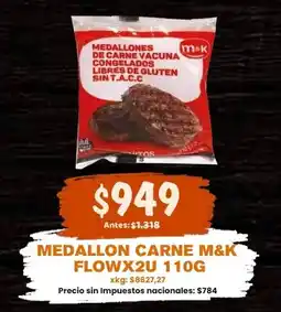 Makro M&K medallones de carne vacuna congelados libres de gluten sint a.c.c oferta