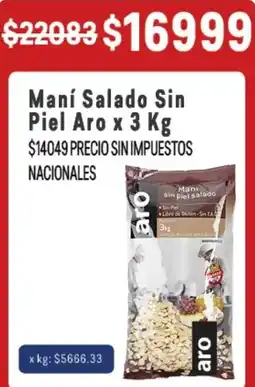 Makro Aro maní salado sin piel oferta