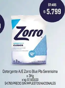 Makro Zorro detergente a/e blue pla serenisima oferta