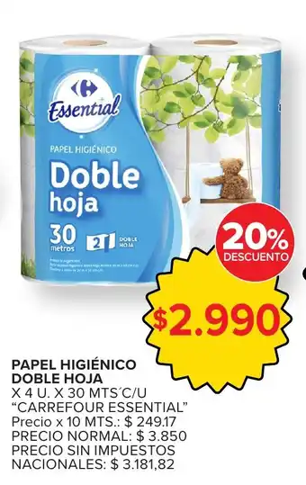 Carrefour Express Carrefour essential papel higiénico doble hoja oferta
