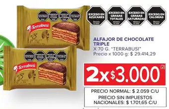 Carrefour Express Terrabusi alfajor de chocolate triple oferta