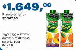 Supermercados Damesco Baggio jugo pronto durazno, multifrutas, naranja, pera brik oferta