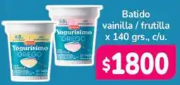 Beltrán Supermercados Yogurisimo griego batido vainilla / frutilla oferta
