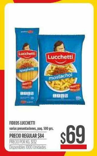 Supermercados Vea Fideos Lucchetti oferta