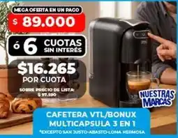 Supermayorista Vital Bonux - cafetera vtl/bonux multicapsula 3 en 1 oferta