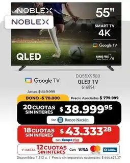 Cooperativa Obrera Noblex - smart tv 4k qled oferta