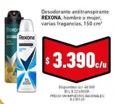 Cooperativa Obrera Rexona - desodorante antitranspirante oferta