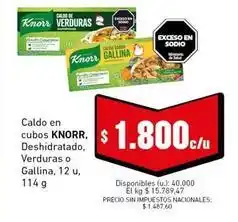Cooperativa Obrera Knorr - caldo en cubos deshidratado, verduras o gallina oferta