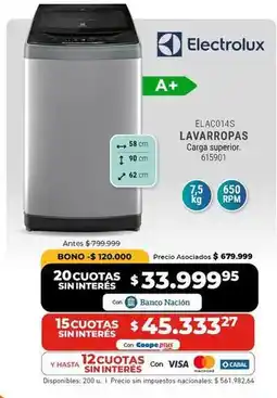 Cooperativa Obrera Electrolux - lavarropas elac014s oferta