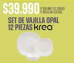 Supermercados Vea Krea set de vajilla opal oferta