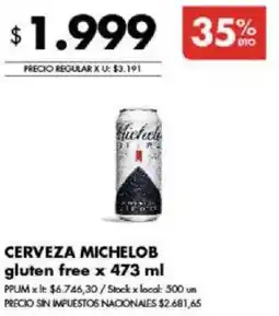 Disco Michelob cerveza gluten free oferta