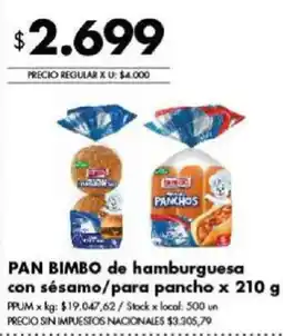 Disco Bimbo pan de hamburguesa con sésamo/para pancho oferta