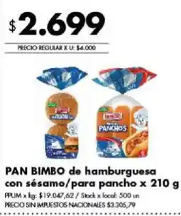 Disco Bimbo pan de hamburguesa con sésamo/para pancho oferta