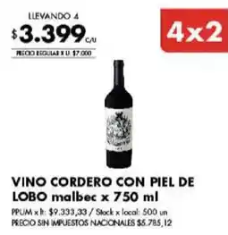 Disco Cordero con piel de lobo vino malbec oferta