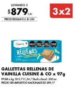 Disco Cuisine galletitas rellenas de vainilla oferta