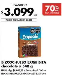 Disco Exquisita bizcochuelo chocolate oferta