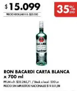 Disco Bacardi ron carta blanca oferta