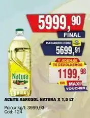 Maxiconsumo Natura - aceite aerosol natura x 1,5 lt oferta