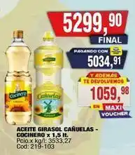 Maxiconsumo Cocinero - aceite girasol cañuelas - cocinero oferta